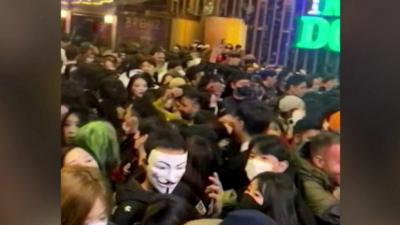 Dense Halloween crowd in Seoul