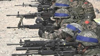 Troops from South Korea and the US carry out military exercises