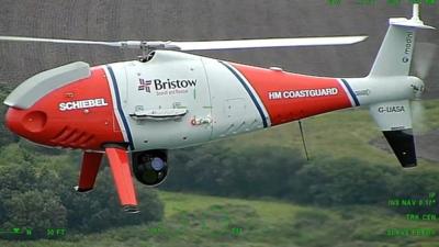 Schiebel S-100 with coastguard and Bristow branding