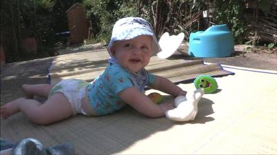 Baby Leo in the garden