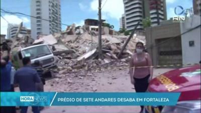 Debris after a residential block collapsed in north-east Brazil