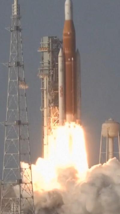 Artemis II rocket blasts off