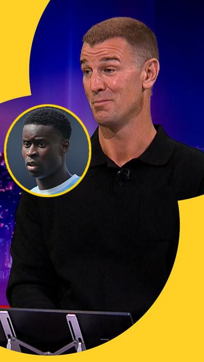 Joe Hart on Match of the Day with a photo of Marc Guehi