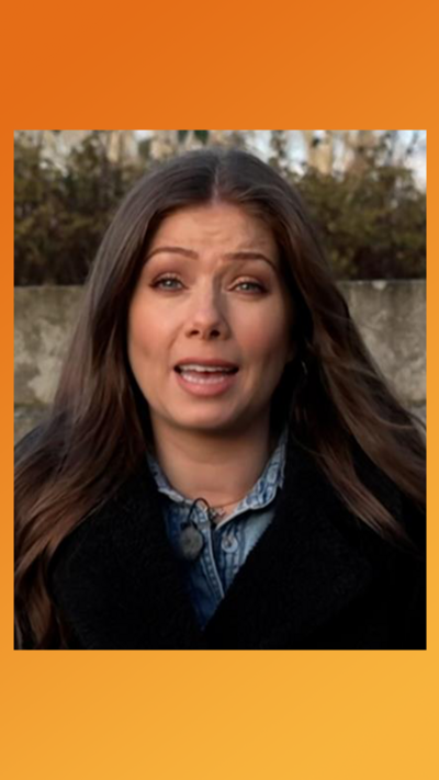 Actress Nikki Sanderson discussing defibrillators 