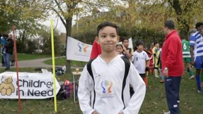 Elia, 7, started playing football two years ago