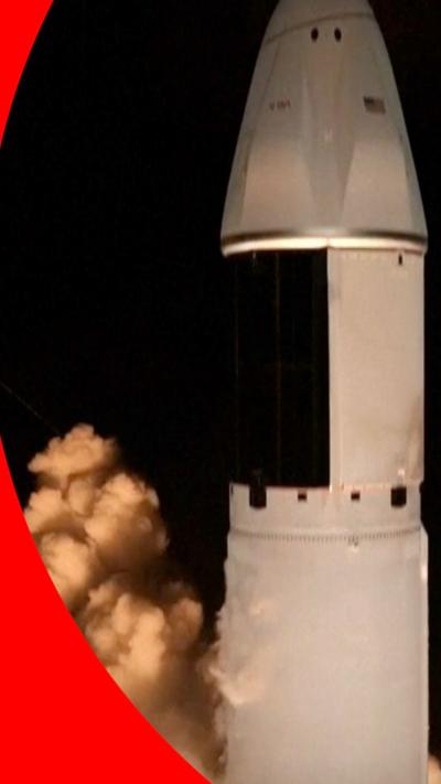 SpaceX Dragon rocket on launch pad