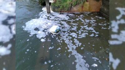 Raw untreated sewage in Thames water, Buckinghamshire