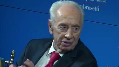 Former Israeli Prime Minister and President Shimon Peres during speech