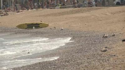 Evacuated Sant Sebastià beach in Barcelona