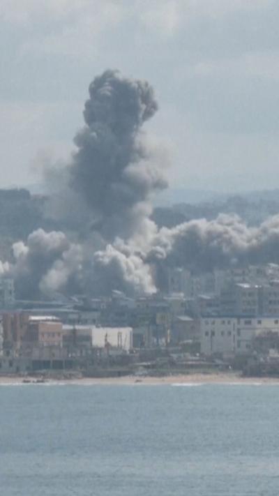 Smoke rising over Tyre, Lebanon