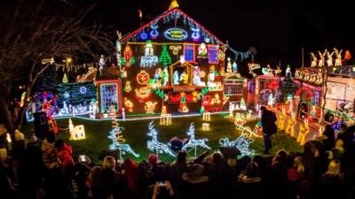 Christmas lights at a house in Brentry, Bristol