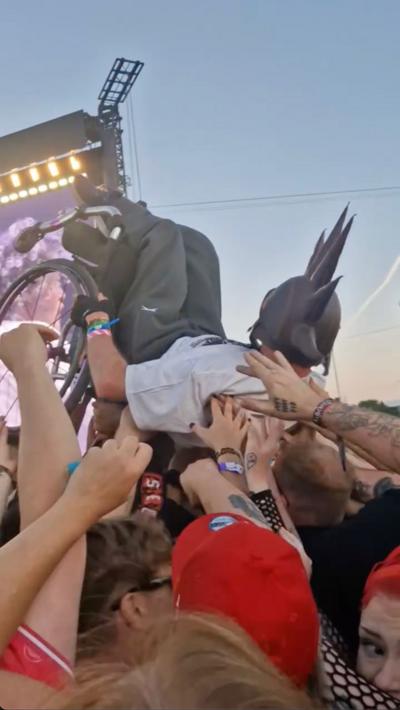 wheelchair crowd surf
