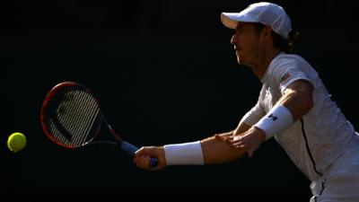 Andy Murray breaks Tomas Berdych and goes on to take the first set 6-3 in their Wimbledon semi-final