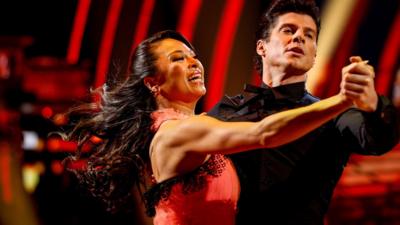 Lewis Cope and Katya Jones dancing on Strictly
