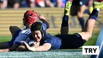 Scotland's Darcy Graham scores against France