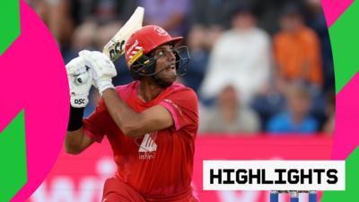Rachin Ravindra watches the ball fly off his bat