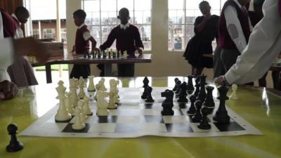 Classroom and chess set