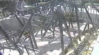 CCTV shows the Smiler ride at Alton Towers moments before the crash
