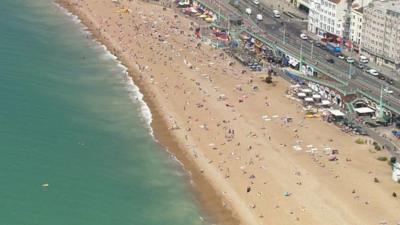 Aerial view of Brighton beach