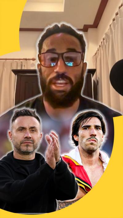 Andros Townsend with Roberto De Zerbi & Sandro Tonali