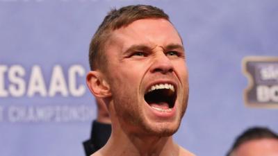 Carl Frampton at Friday's weigh-in at Manchester Arena