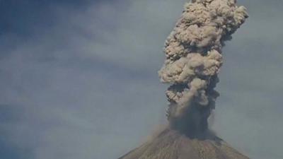 Smoke spewing from the Colima volcano