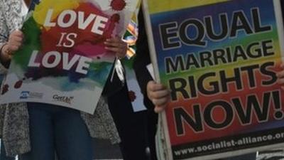 Gay marriage supporters in Sydney - file image