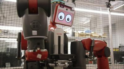 Boston University's Baxter robot who is learning how to make hot dogs