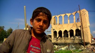 A young boy in western Mosul