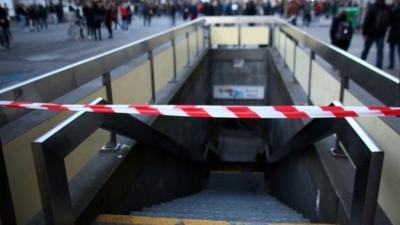 A closed Metro station in Brussels