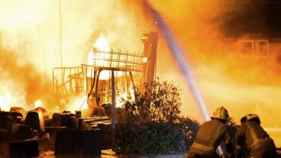 Firefighters tackle the fire in Bromsgrove