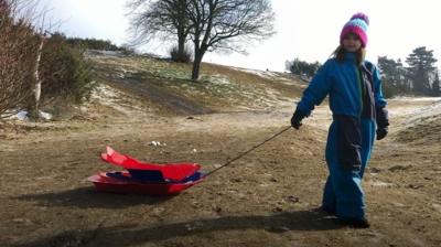 Amelia picks up broken sledges