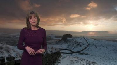 Louise Lear and snow backdrop