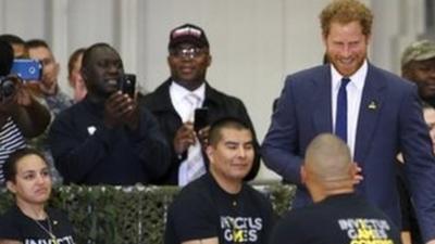 Prince Harry with wounded soldiers