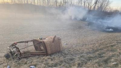 Crashed hot air balloon basket