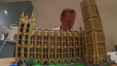 Adam Fleming puts model of Parliament together