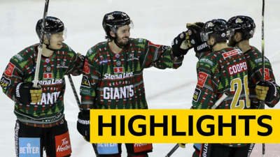 Belfast Giants celebrate victory over Dundee Stars