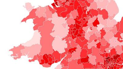 Hotspot death rates map of England and Wales