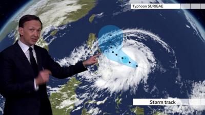 Nick Miller shows the predicted storm track