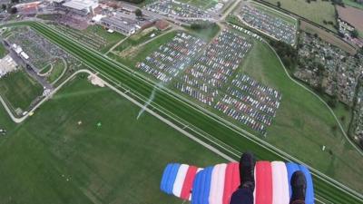 RAF Falcons parachuting in