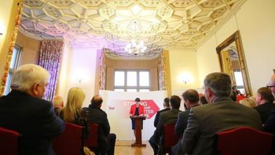 Arlene Foster speaking at a DUP event