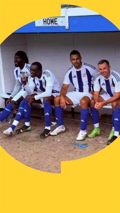 Oumar Niasse, Papiss Cisse, Marcell Edwards and Blake Norton sit on a bench in football kits
