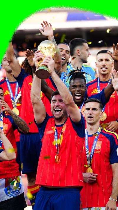 Spain lift the World Cup trophy