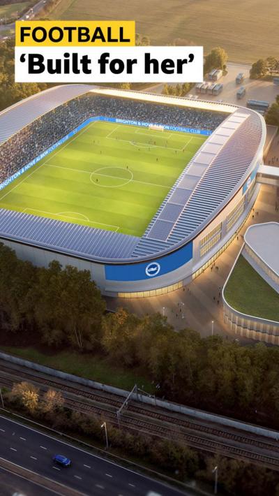 A mockup of Brighton's new stadium for their women's team.