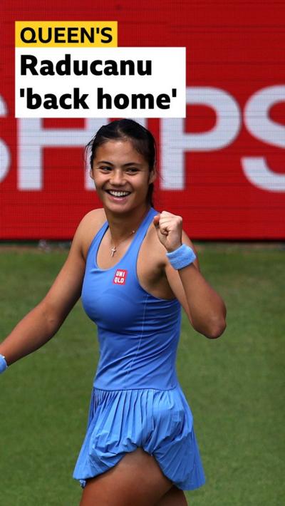Emma Raducanu smiles and pumps fist