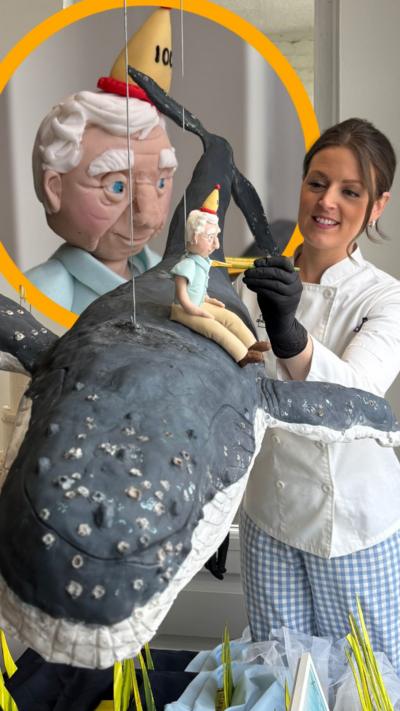 Beverley baker Grace Hunt celebrates the 100th birthday with a giant humpback whale cake.