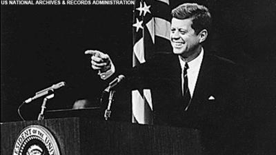 President JF Kennedy gives a speech
