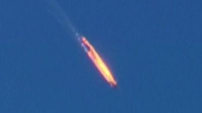 Russian warplane on fire