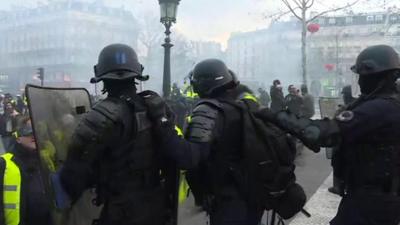 Police at gilets jaunes protests in Paris