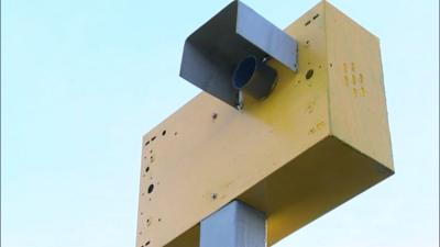 The fake speed camera made by a villager.